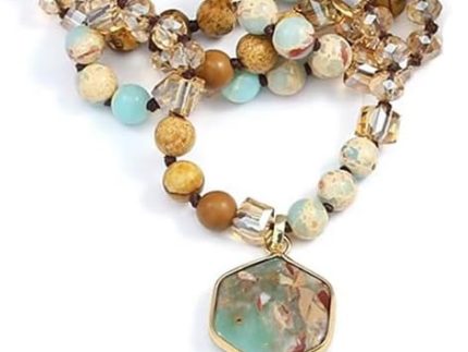 Boho Necklaces for Women Men Long,33/34/35 Inch Natural Turquoise Tiger Eye Beaded Stone Pendant Necklaces for Women Trendy,Handmade Bohemian Western Bead Necklace Fashion Charm Jewelry Gift