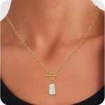 Natural White Sea Shell OT Clasp Long Plate Pendant Necklace For Women Trendy Elegant in Color and Luster Titanium Steel Electroplated with 18K Gold Necklaces - Image 2