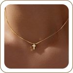 Cross Necklace for Women Teen Girls, Dainty 14K Gold Silver Plated Cross Choker Jewelry Non Tarnish Waterproof Cute Simple Small Necklace Christian Baptism Religious Faith Jewelry Gifts