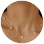 Pearl Necklaces, Daisy Pearls Choker for Women's Pearl Strand Necklaces as Silver and Gold Choker for Teens, Silver Daisy Birthday Gifts 3 Pearls White Necklace as Prom Bridesmaid gifts