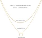 Layered Heart Necklace Pendant Handmade 18k Gold Plated Dainty Gold Choker Arrow Bar Layering Long Necklace for Women - Image 2