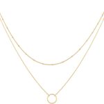 Layered Heart Necklace Pendant Handmade 18k Gold Plated Dainty Gold Choker Arrow Bar Layering Long Necklace for Women