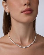 14K Gold Plated Graduated Tennis Necklaces for Women - Cubic Zirconia Tennis Necklace for Brides & Bridesmaids - Simulated Diamond Chain Trendy Wedding Jewelry - Image 2