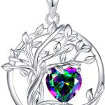 Tree of life Birthstone necklace Sterling Silver Pendant Birthstone Necklace Gemstone Anniversary Birthday Jewelry Mothers Day Gifts for Mom Her Wife