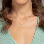 14K Gold Plated Circle CZ Solitaire Necklace | Elegant Bezel Pendant | Dainty Cubic Zirconia Halo Choker Necklaces for Women - Image 2