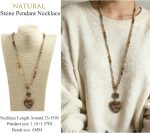 Boho Necklaces for Women Men Long,33/34/35 Inch Natural Turquoise Tiger Eye Beaded Stone Pendant Necklaces for Women Trendy,Handmade Bohemian Western Bead Necklace Fashion Charm Jewelry Gift - Image 2